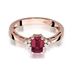 Pierścionek zaręczynowy z różowego złota z rubinem i diamentami 0,03ct Fire Of Love