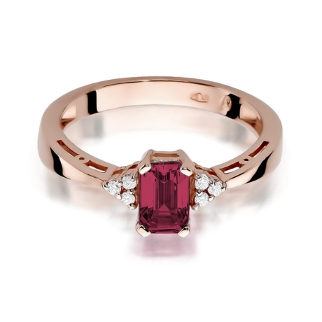 Przejdź do produktu Pierścionek zaręczynowy z różowego złota z rubinem i diamentami 0,03ct Fire Of Love