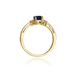 Pierścionek zaręczynowy z żółtego złota z szafirem i diamentami 0,03ct Fire Of Love