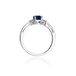 Pierścionek zaręczynowy z białego złota z szafirem i diamentami 0,03ct Fire Of Love