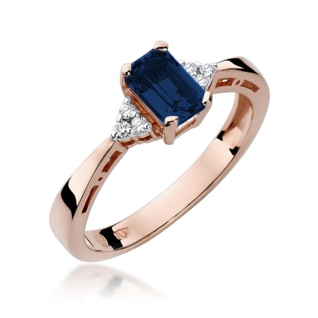 Przejdź do produktu Pierścionek zaręczynowy z różowego złota z szafirem i diamentami 0,03ct Fire Of Love