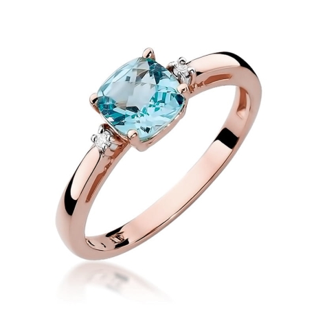 Przejdź do produktu Pierścionek zaręczynowy z różowego złota z topazem i diamentami 0,03ct Fire Of Love 