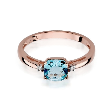 Przejdź do produktu Pierścionek zaręczynowy z różowego złota z topazem i diamentami 0,03ct Fire Of Love 