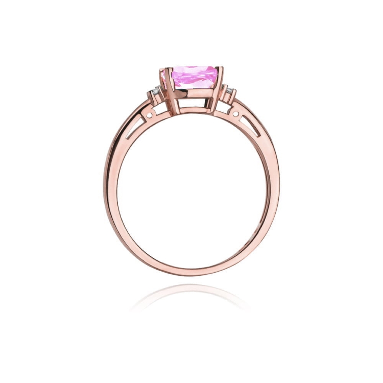 Pierścionek zaręczynowy z różowego złota z różowym topazem i diamentami 0,03ct Fire Of Love