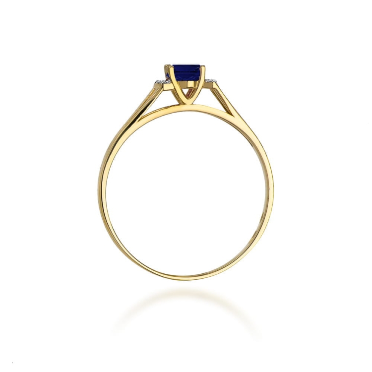 Pierścionek zaręczynowy z żółtego złota z szafirem i diamentami 0,05ct Fire Of Love