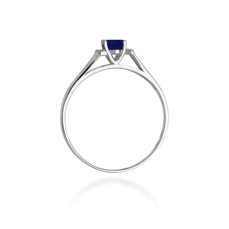 Pierścionek zaręczynowy z białego złota z szafirem i diamentami 0,05ct Fire Of Love