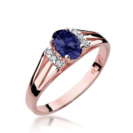 Przejdź do produktu Pierścionek zaręczynowy z różowego złota z szafirem i diamentami 0,05ct Fire Of Love