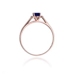 Pierścionek zaręczynowy z różowego złota z szafirem i diamentami 0,05ct Fire Of Love