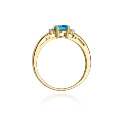 Pierścionek zaręczynowy z żółtego złota z topazem i diamentami 0,03ct Fire Of Love