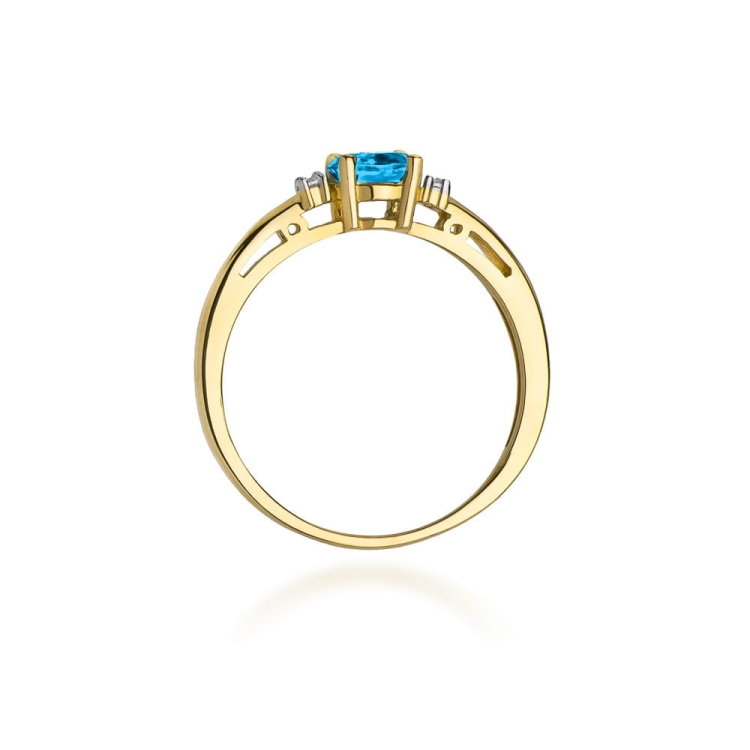 Pierścionek zaręczynowy z żółtego złota z topazem i diamentami 0,03ct Fire Of Love