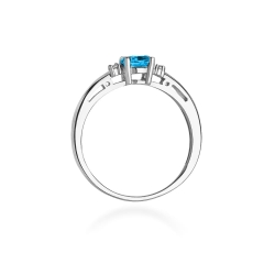 Pierścionek zaręczynowy z białego złota z topazem i diamentami 0,03ct Fire Of Love