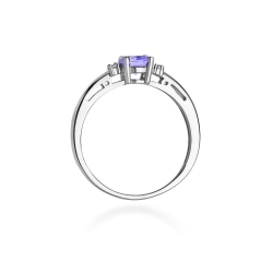 Pierścionek zaręczynowy z białego złota z tanzanitem i diamentami 0,03ct Fire Of Love