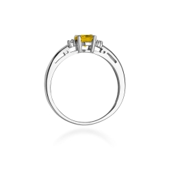Pierścionek zaręczynowy z białego złota z cytrynem i diamentami 0,03ct Fire Of Love