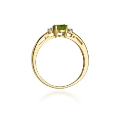 Pierścionek zaręczynowy z żółtego złota z oliwinem i diamentami 0,03ct Fire Of Love