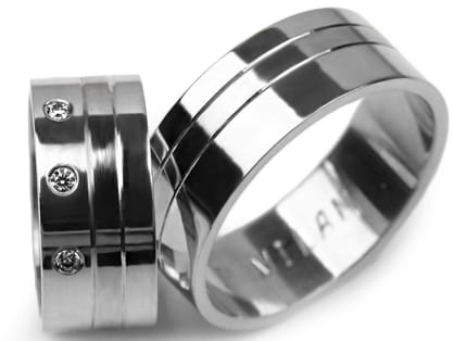 Obrączki ślubne z białego złota płaskie z cyrkoniami 8mm Premium P-MILAN-b