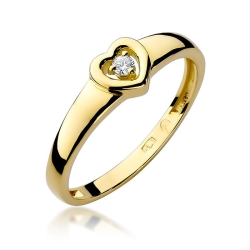 Pierścionek zaręczynowy z żółtego złota z diamentem 0,04ct Fire Of Love GW-01-0,04ct