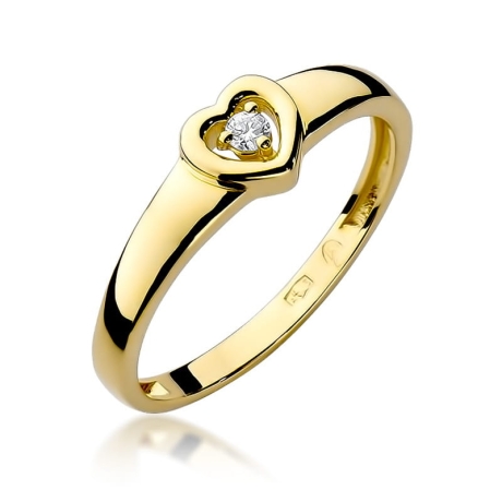 Przejdź do produktu Pierścionek zaręczynowy z żółtego złota z diamentem 0,04ct Fire Of Love 