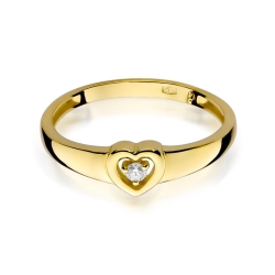 Pierścionek zaręczynowy z żółtego złota z diamentem 0,04ct Fire Of Love GW-01-0,04ct