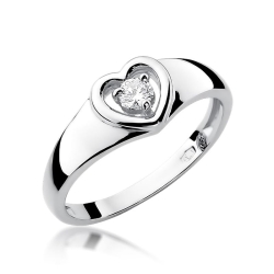 Pierścionek zaręczynowy z białego złota z diamentem 0,10ct Fire Of Love BW-001-0,10ct-b