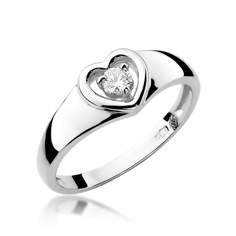 Pierścionek zaręczynowy z białego złota z diamentem 0,10ct Fire Of Love BW-001-0,10ct-b
