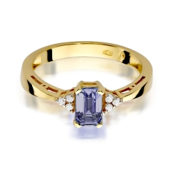Pierścionek zaręczynowy z żółtego złota z ametystem i diamentami 0,03ct Fire Of Love BW-002-ametyst