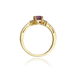 Pierścionek zaręczynowy z żółtego złota z ametystem i diamentami 0,03ct Fire Of Love BW-002-ametyst