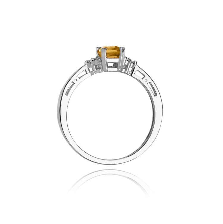 Pierścionek zaręczynowy z białego złota z cytrynem i diamentami 0,03ct Fire Of Love BW-02-cytryn