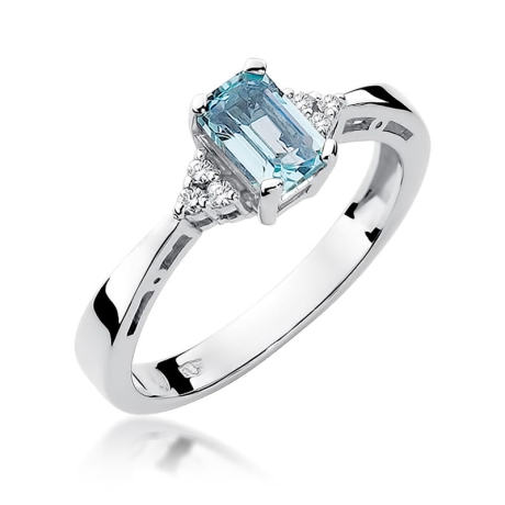 Przejdź do produktu Pierścionek zaręczynowy z białego złota z topazem i diamentami 0,03ct Fire Of Love