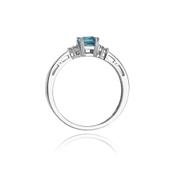 Pierścionek zaręczynowy z białego złota z topazem i diamentami 0,03ct Fire Of Love BW-02-topaz