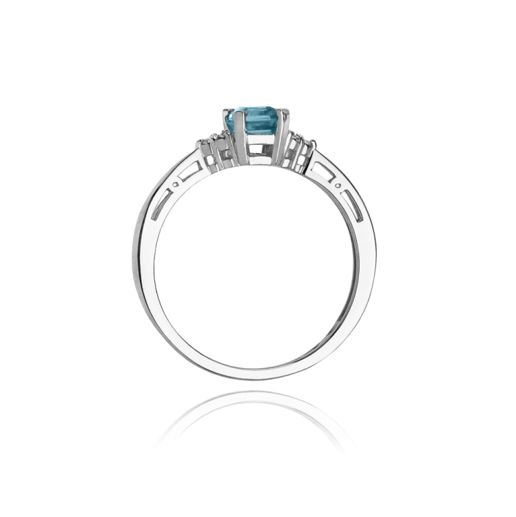 Pierścionek zaręczynowy z białego złota z topazem i diamentami 0,03ct Fire Of Love BW-02-topaz