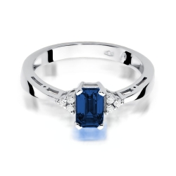 Pierścionek zaręczynowy z białego złota z szafirem i diamentami 0,03ct Fire Of Love  BW-02-szafir