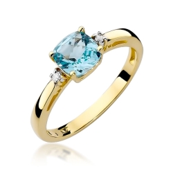 Pierścionek zaręczynowy z żółtego złota z topazem i diamentami 0,03ct Fire Of Love BW-03-topaz