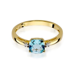 Pierścionek zaręczynowy z żółtego złota z topazem i diamentami 0,03ct Fire Of Love BW-03-topaz