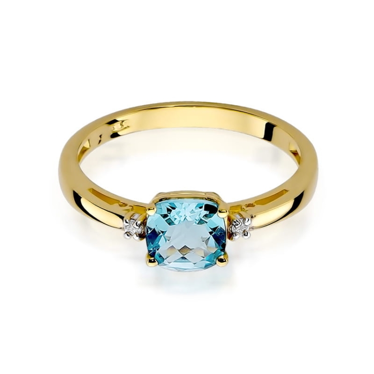 Pierścionek zaręczynowy z żółtego złota z topazem i diamentami 0,03ct Fire Of Love BW-03-topaz