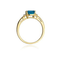 Pierścionek zaręczynowy z żółtego złota z topazem i diamentami 0,03ct Fire Of Love BW-03-topaz