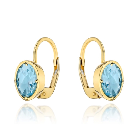 Przejdź do produktu Kolczyki złote z kolekcji "COLORFUL STONE" - topaz owal 
