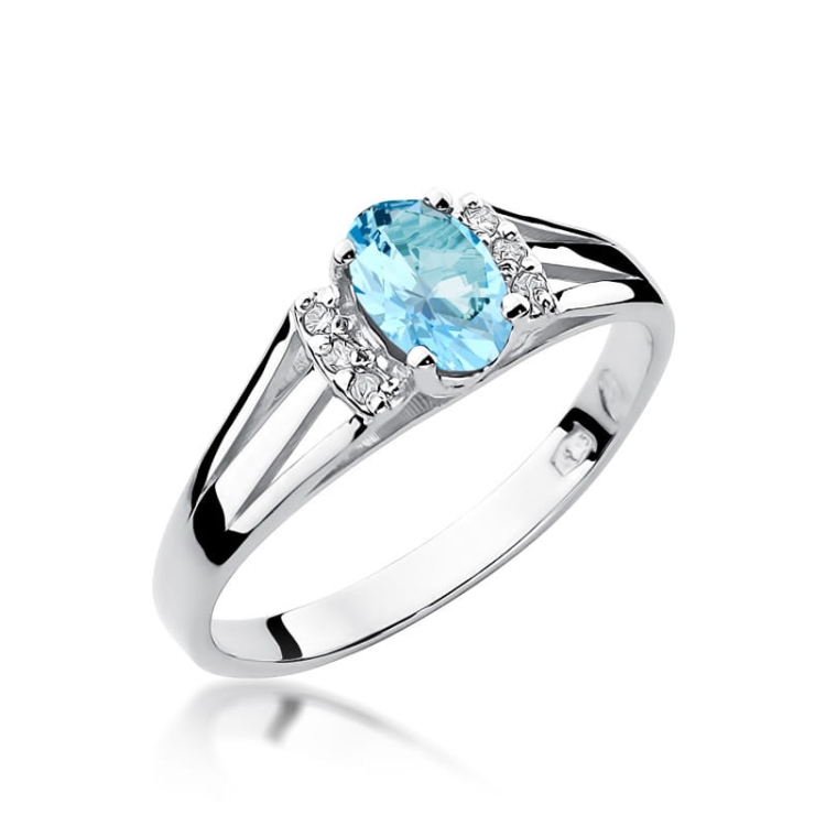 Pierścionek zaręczynowy z białego złota z topazem i diamentami 0,05ct Fire Of Love  BW-05-topaz