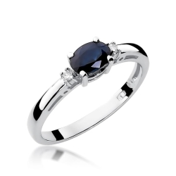 Pierścionek zaręczynowy z białego złota z szafirem i diamentami 0,03ct Fire Of Love BW-06-szafir