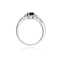 Pierścionek zaręczynowy z białego złota z szafirem i diamentami 0,03ct Fire Of Love BW-06-szafir