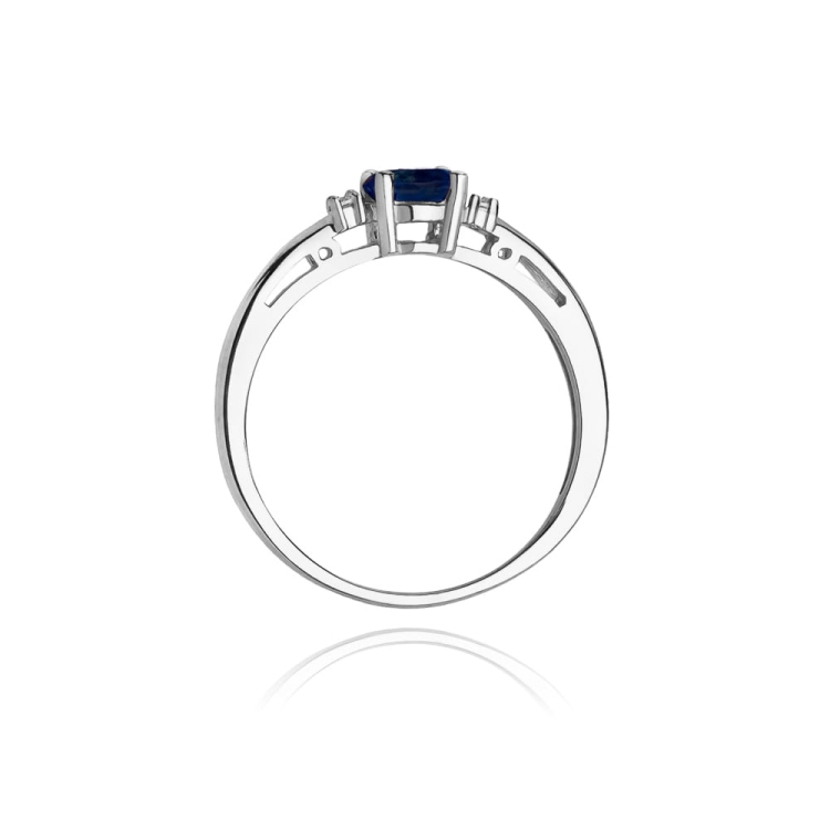Pierścionek zaręczynowy z białego złota z szafirem i diamentami 0,03ct Fire Of Love BW-06-szafir