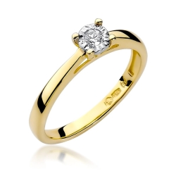 Pierścionek zaręczynowy z żółtego złota z diamentem 0,08ct Fire Of Love BW-07