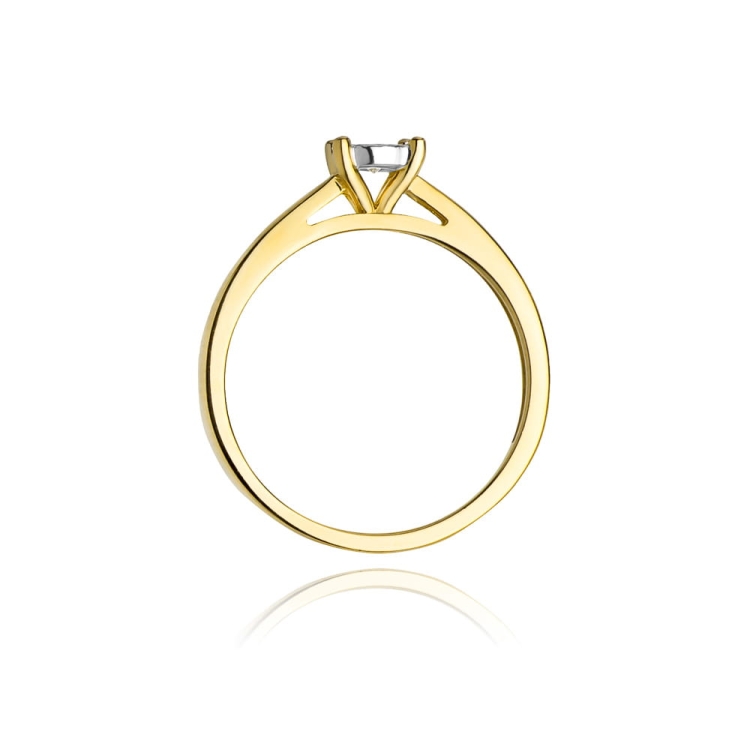 Pierścionek zaręczynowy z żółtego złota z diamentem 0,08ct Fire Of Love BW-07