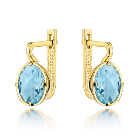Przejdź do produktu Kolczyki złote z kolekcji "COLORFUL STONE" z eleganckim zapięciem - topaz owal 