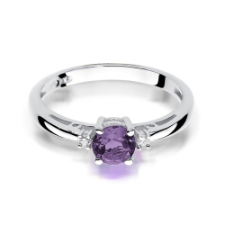 Pierścionek zaręczynowy z białego złota z ametystem i diamentami 0,03ct Fire Of Love BW-10-ametyst