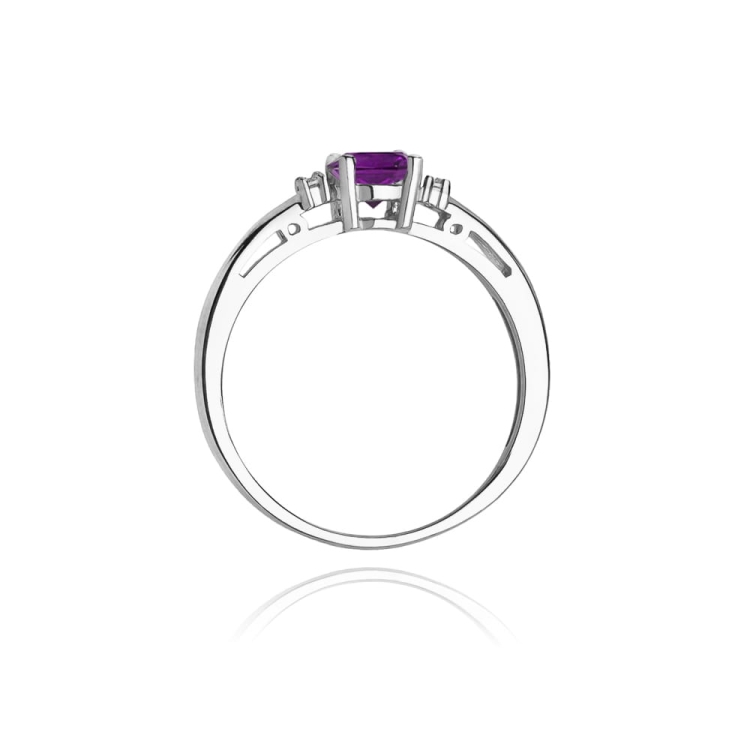 Pierścionek zaręczynowy z białego złota z ametystem i diamentami 0,03ct Fire Of Love BW-10-ametyst
