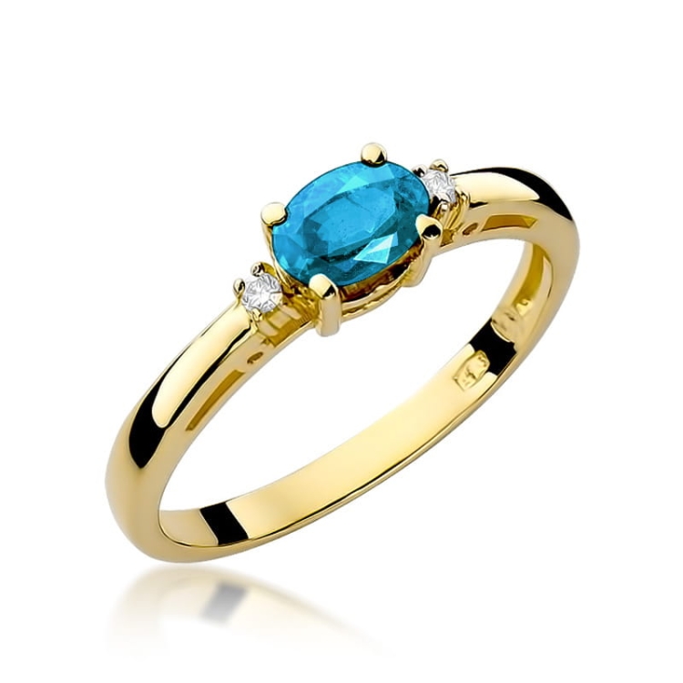 Pierścionek zaręczynowy z żółtego złota z topazem i diamentami 0,03ct Fire Of Love BW-06-topaz