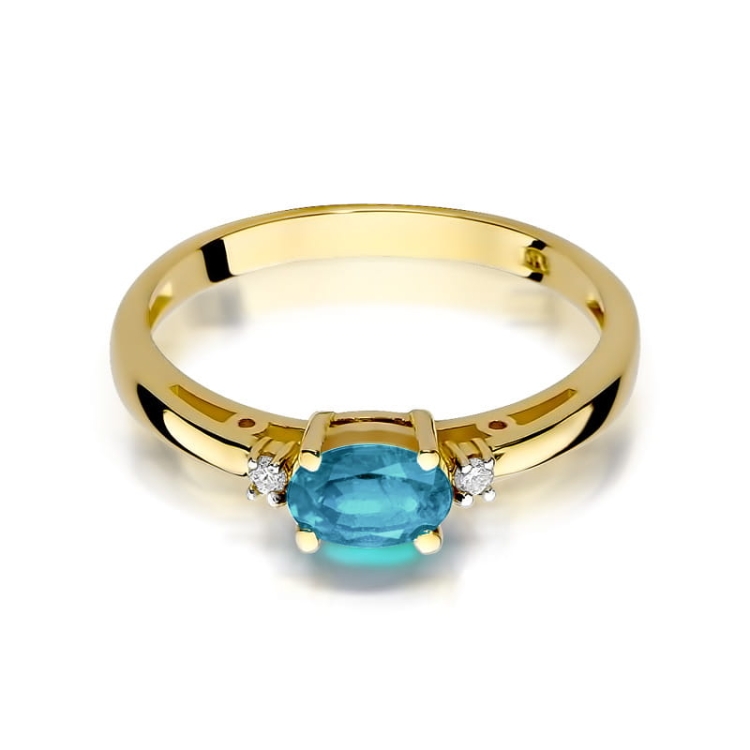 Pierścionek zaręczynowy z żółtego złota z topazem i diamentami 0,03ct Fire Of Love BW-06-topaz