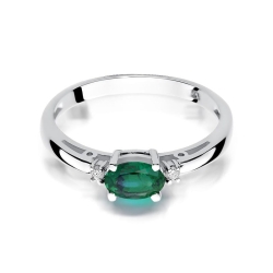 Pierścionek zaręczynowy z białego złota z szmaragdem i diamentami 0,05ct Fire Of Love BW-06-szmaragd