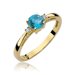 Pierścionek zaręczynowy z żółtego złota z topazem i diamentami 0,03ct Fire Of Love  BW-10-topaz