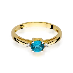 Pierścionek zaręczynowy z żółtego złota z topazem i diamentami 0,03ct Fire Of Love  BW-10-topaz